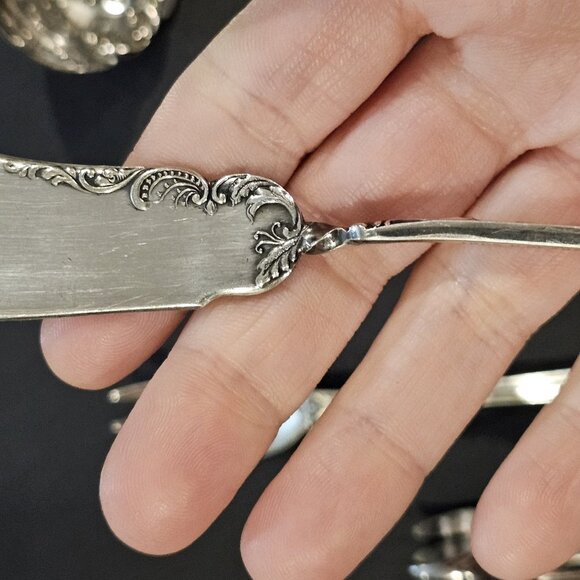 VTG Silverplate Pie Server Ladle Spoon Twisted Butter Knife Mixed Set Antique - Picture 6 of 9